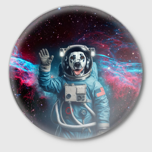 Значок Далматинец бравый космонавт - нейросеть, цвет белый