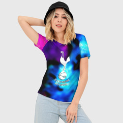 Женская футболка 3D Slim Тоттенхэм фк неоновый огонь - фото 2