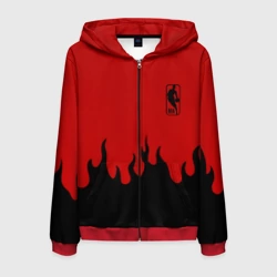 Мужская толстовка 3D на молнии NBA огонь спорт текстура