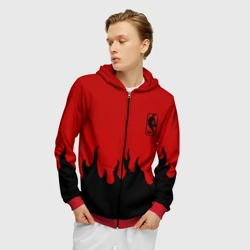 Мужская толстовка 3D на молнии NBA огонь спорт текстура - фото 2