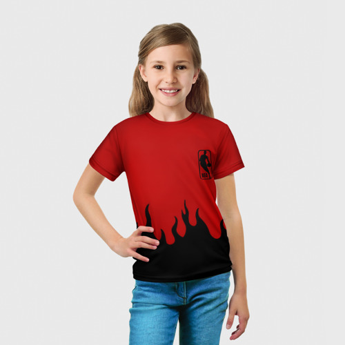 Детская футболка 3D NBA огонь спорт текстура, цвет 3D печать - фото 5