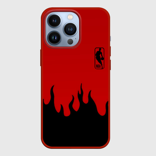 Чехол для iPhone 13 Pro NBA огонь спорт текстура, цвет красный