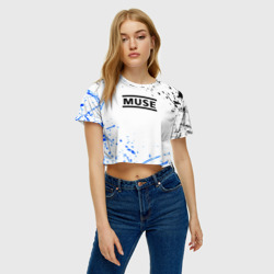 Женская футболка Crop-top 3D MUSE рок стиль краски - фото 2