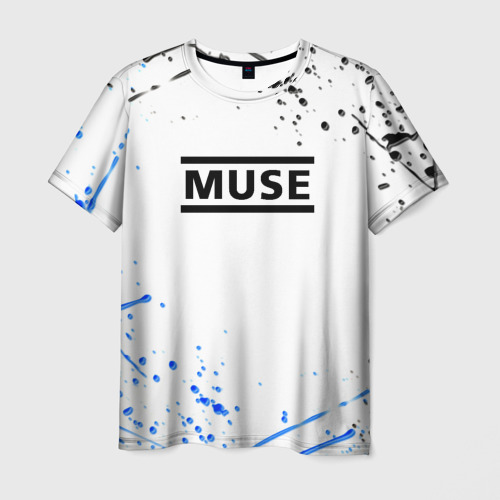 Мужская футболка с принтом MUSE рок стиль краски, вид спереди №1