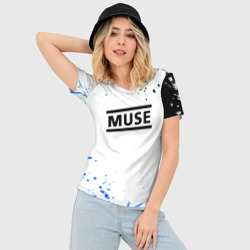 Женская футболка 3D Slim MUSE рок стиль краски - фото 2