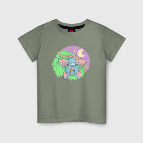 Детская футболка хлопок Забавная летучая мышь, цвет авокадо