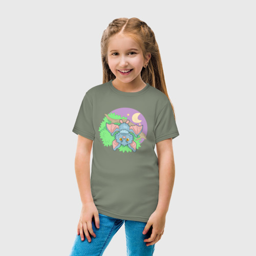 Детская футболка хлопок Забавная летучая мышь, цвет авокадо - фото 5