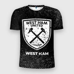 Мужская футболка 3D Slim West Ham с потертостями на темном фоне