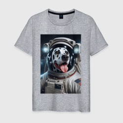 Мужская футболка хлопок Космонавт далматинец в скафандре - нейросеть