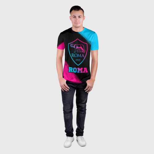 Мужская футболка 3D Slim Roma - neon gradient, цвет 3D печать - фото 4