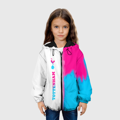 Детская куртка 3D с принтом Tottenham neon gradient style по-вертикали, вид сбоку #3