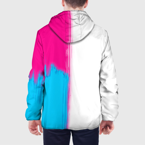 Мужская куртка 3D с принтом Tottenham neon gradient style по-вертикали, вид сзади #2