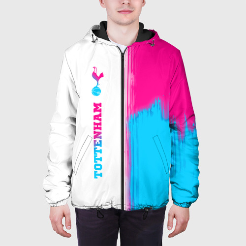 Мужская куртка 3D с принтом Tottenham neon gradient style по-вертикали, вид сбоку #3