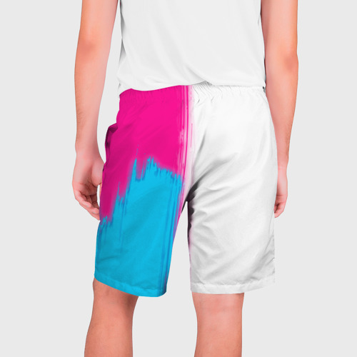 Мужские шорты 3D с принтом Tottenham neon gradient style по-вертикали, вид сзади #1