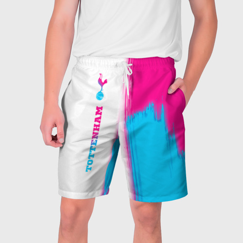 Мужские шорты 3D с принтом Tottenham neon gradient style по-вертикали, вид спереди #2