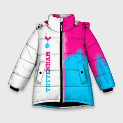 Зимняя куртка для девочек 3D Tottenham neon gradient style по-вертикали