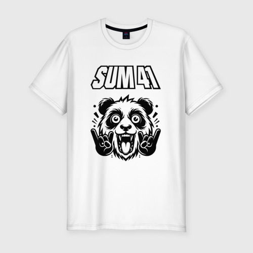 Мужская футболка хлопок Slim Sum41 - rock panda, цвет белый