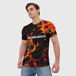 Мужская футболка 3D Nickelback red lava - фото 2