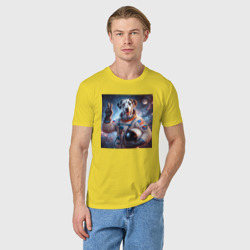 Мужская футболка хлопок Портрет далматинца космонавта - нейросеть - фото 2