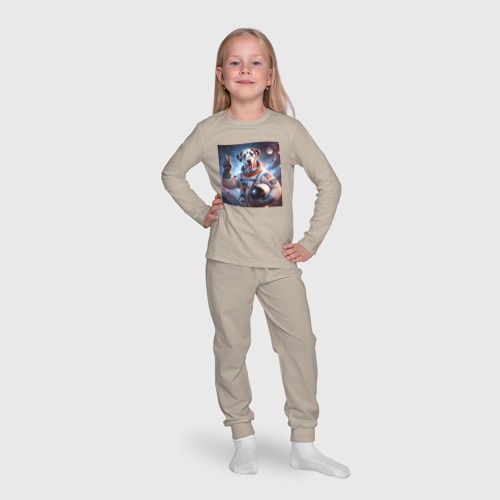 Детская пижама с лонгсливом хлопок с принтом Портрет далматинца космонавта - нейросеть, фото #4