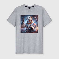 Мужская футболка хлопок Slim Портрет далматинца космонавта - нейросеть