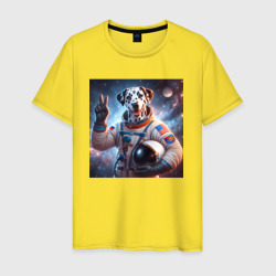 Мужская футболка хлопок Портрет далматинца космонавта - нейросеть