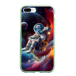 Чехол для iPhone 7Plus/8 Plus матовый Космонавт далматинец в неоновой галактике