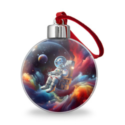 Ёлочный шар Космонавт далматинец в неоновой галактике