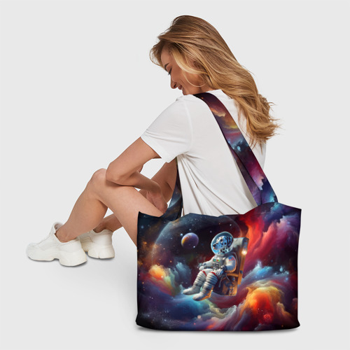 Пляжная сумка 3D Космонавт далматинец в неоновой галактике - фото 6