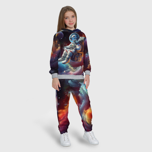 Детский костюм с толстовкой 3D Космонавт далматинец в неоновой галактике, цвет меланж - фото 5