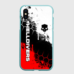 Чехол для iPhone XS Max матовый Helldivers - бело-красные брызги