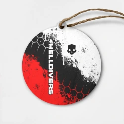 Деревянная игрушка круг Helldivers - бело-красные брызги