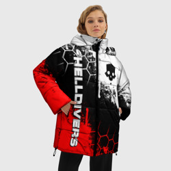 Женская зимняя куртка Oversize Helldivers - бело-красные брызги - фото 2