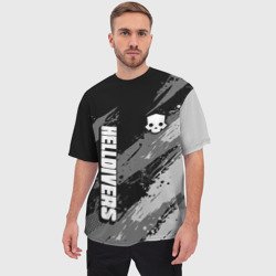 Мужская футболка oversize 3D Helldivers 2 - монохромные брызги - фото 2