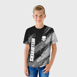 Детская футболка 3D Helldivers 2 - монохромные брызги - фото 2