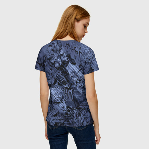 Женская футболка 3D с принтом ДжоДжо на фоне манги, вид сзади #2