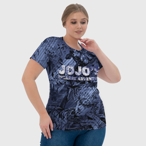 Женская футболка 3D с принтом ДжоДжо на фоне манги, фото #4
