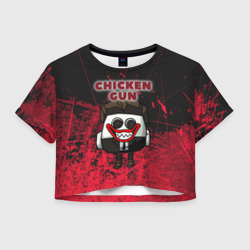 Женская футболка Crop-top 3D Chicken gun clown