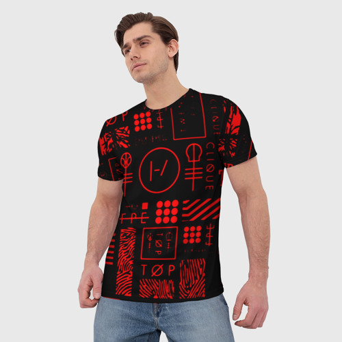 Мужская футболка 3D Twenty one pilots pattern rock, цвет 3D печать - фото 3