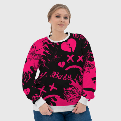 Женский свитшот 3D Lil peep pink steel rap, цвет 3D печать - фото 6