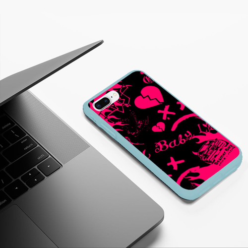 Чехол для iPhone 7Plus/8 Plus матовый Lil peep pink steel rap, цвет мятный - фото 5