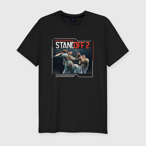Мужская футболка хлопок Slim с принтом Standoff 2 - Fighting, вид спереди #2