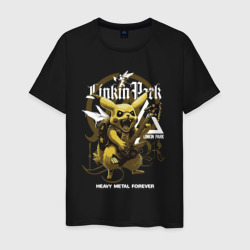 Linkin park на фоне Пикачу рокера с гитарой – Мужская футболка хлопок с принтом купить со скидкой в -20%