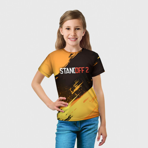 Детская футболка 3D с принтом Стендофф - динамика, вид сбоку #3