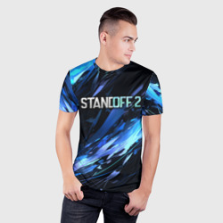Мужская футболка 3D Slim Синие осколки - Стендофф 2 - фото 2