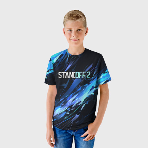 Детская футболка 3D Синие осколки - Стендофф 2 - купить по цене 965 руб ...