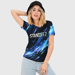 Женская футболка 3D Slim Синие осколки - Стендофф 2 - фото 2