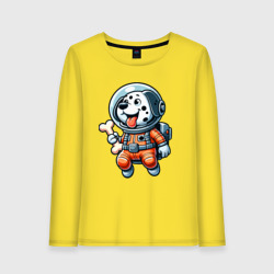 Женский лонгслив хлопок Dalmatian cosmonaut puppy with a bone