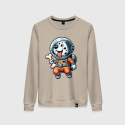 Женский свитшот хлопок Dalmatian cosmonaut puppy with a bone