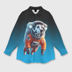 Мужская рубашка oversize 3D Далматинец космонавт в открытом космосе